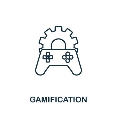 Gamification outline simgesi. İçerik simgeleri koleksiyonundan ince çizgi konsept ögesi. Mobil uygulamalar ve web kullanımı için yaratıcı Gamification simgesi