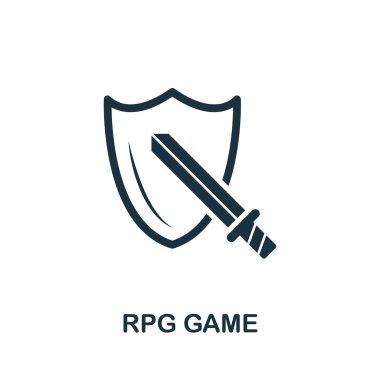 Rpg Oyun simgesi. Oyun geliştirme koleksiyonundan basit bir öge. Şablonlar, bilgi grafikleri ve daha fazlası için doldurulmuş Rpg Oyun simgesi