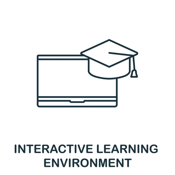 Ícone de esboço do ambiente de aprendizagem interativo. Elemento conceitual de linha fina da coleção de ícones de conteúdo. Ícone Creative Interactive Learning Environment para aplicativos móveis e uso da web — Vetor de Stock