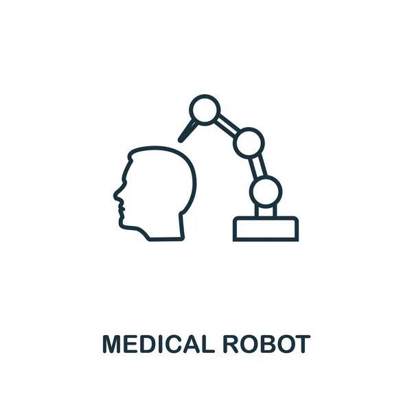 Icona della linea di robot medici. Elemento di stile sottile della futura collezione tecnologica. Icona Robot medico Outline per la progettazione web, applicazioni e software — Vettoriale Stock