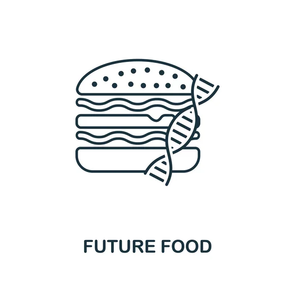 미래의 푸드 라인 아이콘. 미래 기술 모음 집의 주석 스타일 요소. 웹 디자인, 앱, 소프트웨어용 미래 식품 아이콘의 개요 — 스톡 벡터