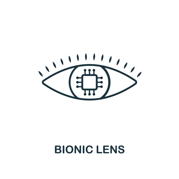 Значок линии бионической линзы. Элемент тонкого стиля из будущей коллекции технологий. Иконка Outline Bionic Lens для веб-дизайна, приложений и программного обеспечения — стоковый вектор