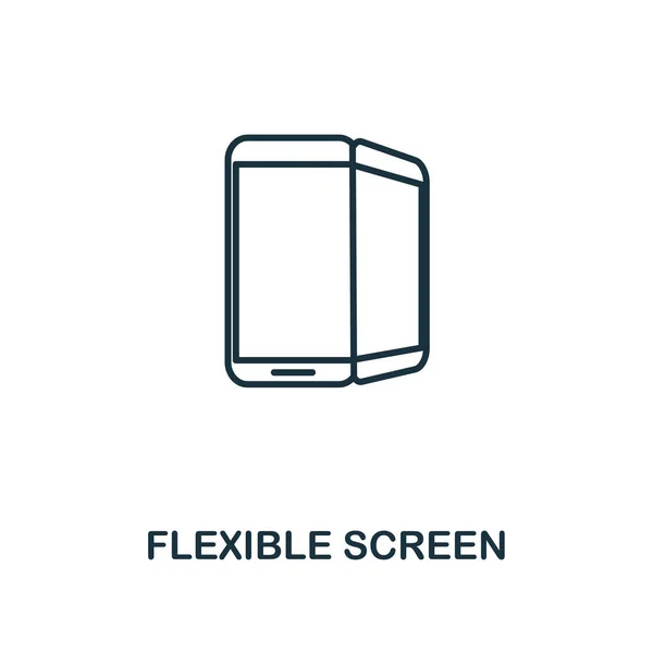 Icono de línea de pantalla flexible. Elemento de estilo fino de la futura colección de tecnología. Esquema Icono de pantalla flexible para diseño web, aplicaciones y software — Vector de stock