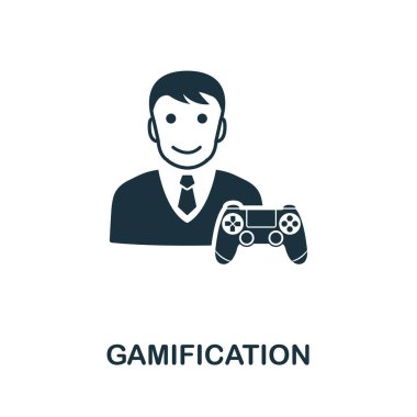 Gamification vektör simgesi. Simge koleksiyonundan yaratıcı bir işaret. Bilgisayar ve mobil için doldurulmuş düz Gamification simgesi