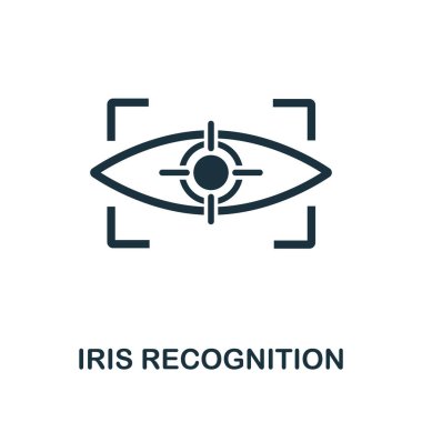 Iris Tanıma ikonu. Teknoloji koleksiyonundan basit bir element. Şablon, bilgi grafikleri ve pankartlar için doldurulmuş tek renkli Iris Tanıma simgesi