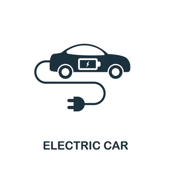 Een icoon voor elektrische auto. Eenvoudig element uit de technologie collectie. Gevulde monochrome elektrische auto pictogram voor sjablonen, infographics en banners — Stockvector