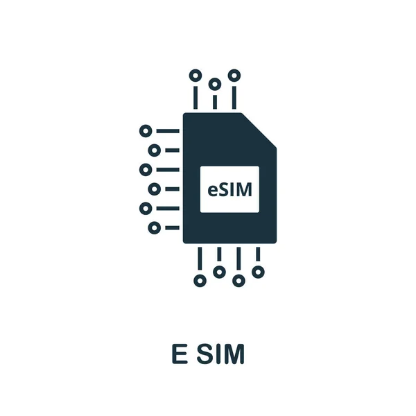 E Sim pictogram. Eenvoudig element uit de technologie collectie. Gevuld monochroom E Sim icoon voor sjablonen, infographics en banners — Stockvector