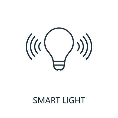 Smart Light ana hatları simgesi. Akıllı ev simgeleri koleksiyonundan ince çizgi tarzı. Piksel mükemmel basit element akıllı ışık simgesi web tasarımı, uygulamalar, yazılım, yazdırma kullanımı.