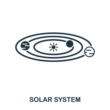 Güneş Sistemi simgesi. Düz stil simge tasarımı. UI. Güneş sistemi simgesinin yansıması. Piktogram beyaza izole edildi. Web tasarımı, uygulamaları, yazılımı, yazılımı kullanmaya hazır