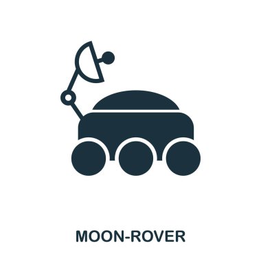 Moon-Rover simgesi. Düz stil simge tasarımı. UI. Moon-Rover ikonu tasviri. Piktogram beyaza izole edildi. Web tasarımı, uygulamaları, yazılımı, yazılımı kullanmaya hazır