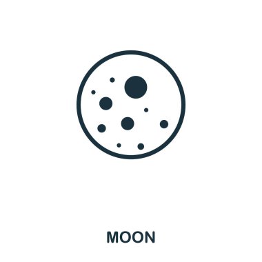 Ay simgesi. Düz stil simge tasarımı. UI. Ay ikonu tasviri. Piktogram beyaza izole edildi. Web tasarımı, uygulamaları, yazılımı, yazılımı kullanmaya hazır
