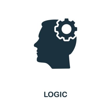 Mantık vektörü çizimi. Bilim simgeleri koleksiyonundan yaratıcı bir işaret. Bilgisayar ve mobil için düz mantık simgesi. Sembol, logo vektör grafikleri.