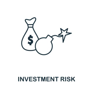 Yatırım Riski simgesi taslak biçimi. Logo, grafik tasarımı ve daha fazlası için ince çizgi yaratıcı Yatırım Riski simgesi.