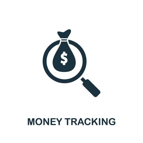 Ikona sledování peněz. Jednoduchý tvůrčí prvek. Vyplněná monochromatická ikona Sledování peněz pro šablony, infografiku a bannery — Stockový vektor