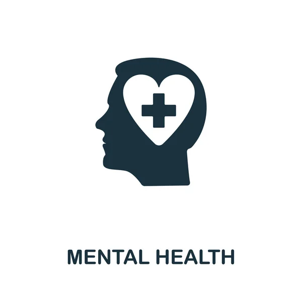Mental Health icon. Simple creative element. Filled monochrome Mental Health icon for templates, infographics and banners — Stock Vector