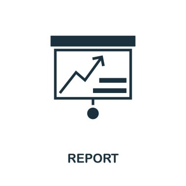 Rapor simgesi. Basit yaratıcı unsur. Şablonlar, bilgi grafikleri ve pankartlar için tek renkli rapor simgesi