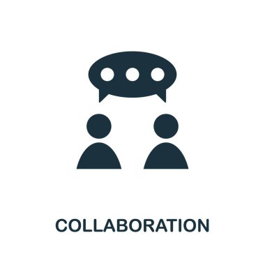 İşbirliği simgesi. Basit yaratıcı unsur. Şablonlar, bilgi grafikleri ve pankartlar için doldurulmuş monokrom işbirliği simgesi