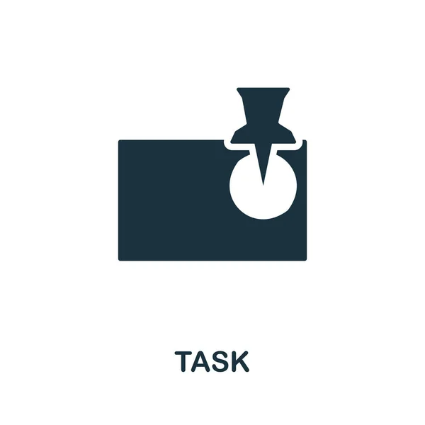 Icono de tarea. Elemento creativo simple. Icono de tarea monocromo relleno para plantillas, infografías y banners — Vector de stock