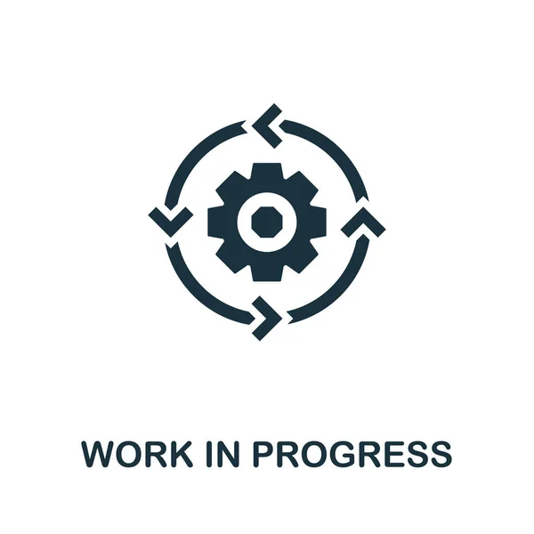 Praca w ikonie Progress. Prosty element twórczy. Wypełniona monochromatyczna ikona Work In Progress dla szablonów, infografik i banerów — Wektor stockowy