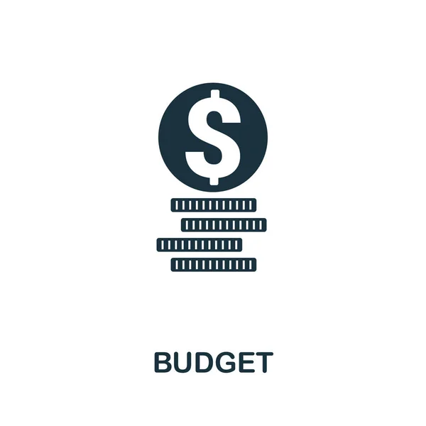 预算图标。简单的创意元素。模板、信息图表和横幅的填充单色预算图标 — 图库矢量图片