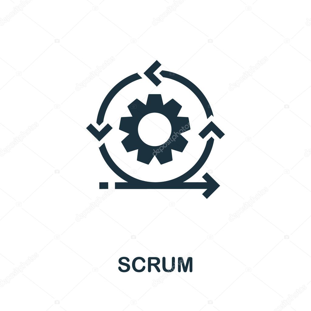 Scrum icon. Monocrome creative element. Scrum icon for banners, infographics and templates.