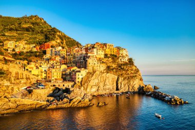 Manarola Köyü, Gündoğumu, Cinque Terre, İtalya  