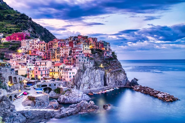 Manarola Village Sunrise Cinque Terre Itálie — Stock fotografie