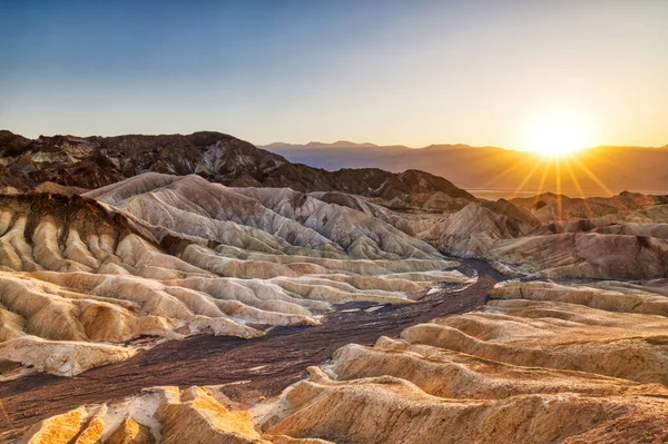 Badlands Vue Zabriskie Point Dans Parc National Death Valley Coucher — Photo
