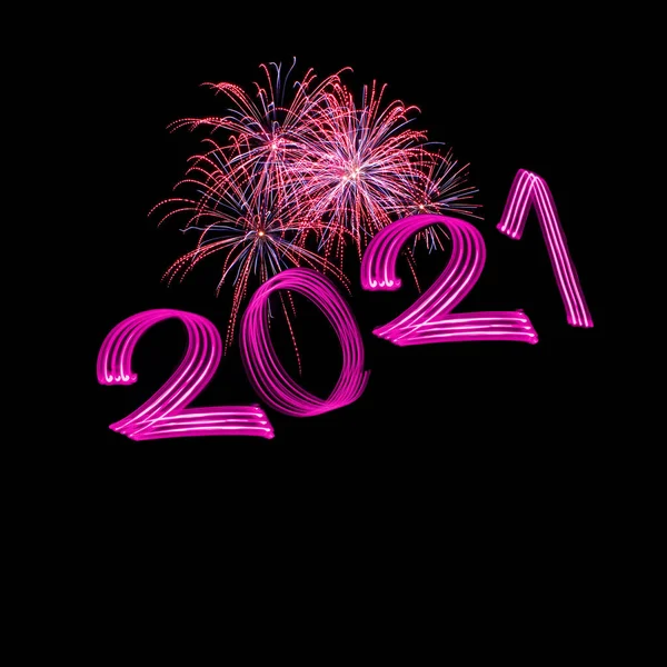 2021 Happy New Year Fireworks Display — Stock Photo, Image