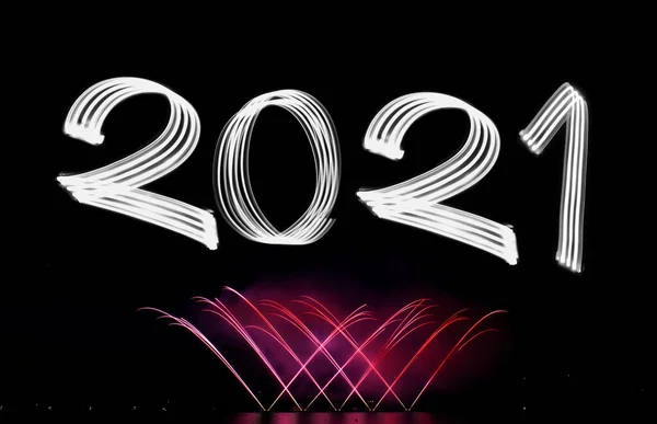 2021 Feliz Año Nuevo Fuegos Artificiales Pantalla —  Fotos de Stock