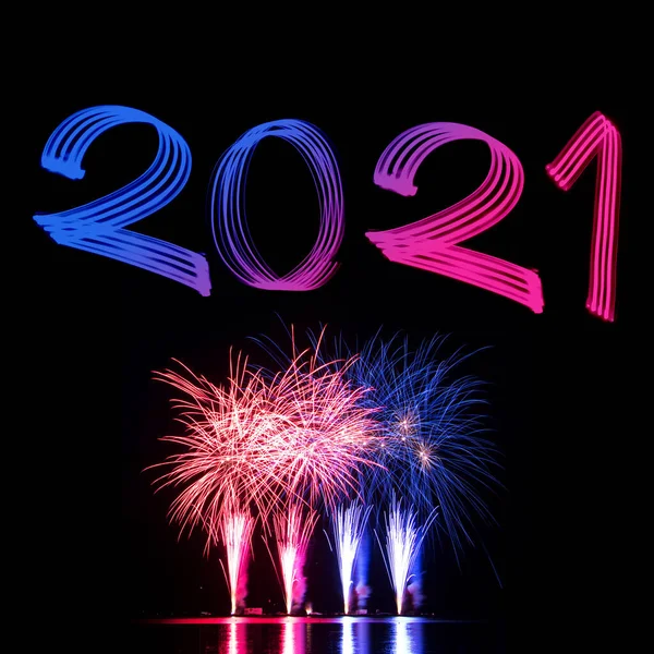 2021 Gelukkig Nieuwjaar Vuurwerk — Stockfoto