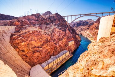 Nevada, ABD 'deki Hoover Barajı manzarası     