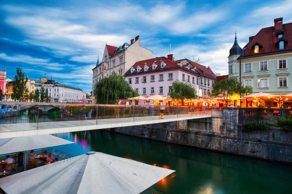 Ljubljana City Center Dusk Slovenia — стокове фото