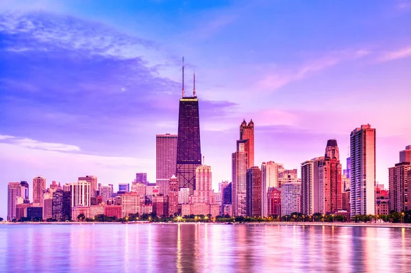 美国伊利诺伊州Epic Sunset的芝加哥天际线 — 图库照片