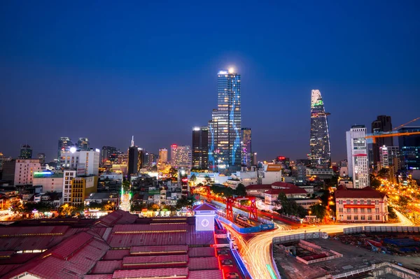 Chi Minh City Cityscape Skymningen Vietnam — Stockfoto