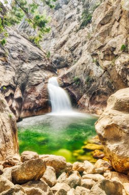 Kükreyen Nehir Şelalesi Kings Canyon Ulusal Parkı, Kaliforniya, ABD  