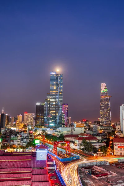 Chi Minh City Cityscape Skymningen Vietnam — Stockfoto