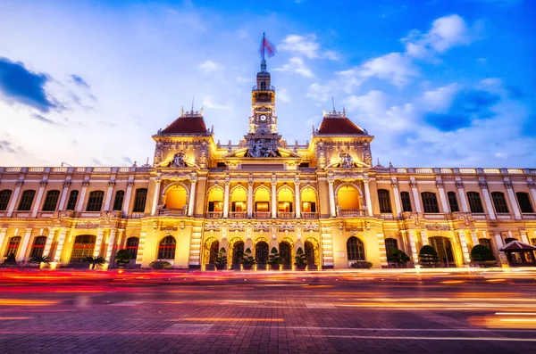 Λαϊκή Επιτροπή Του Chi Minh City Στο Dusk Βιετνάμ — Φωτογραφία Αρχείου