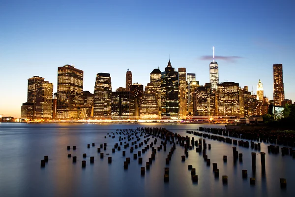 Nova Iorque Manhattan Downtown ao entardecer — Fotografia de Stock