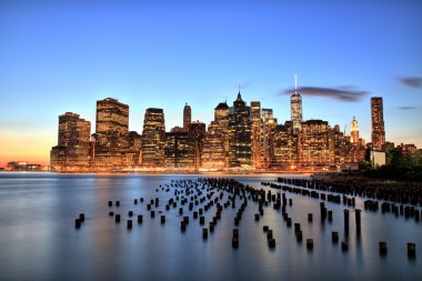 New York'un manhattan downtown alacakaranlıkta
