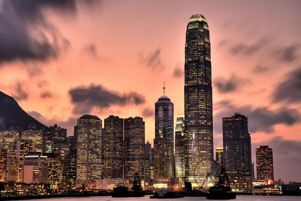 Hong kong skyline vid solnedgången — Stockfoto