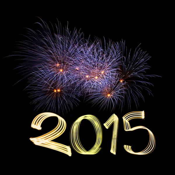 Silvester 2015 mit Feuerwerk — Stockfoto