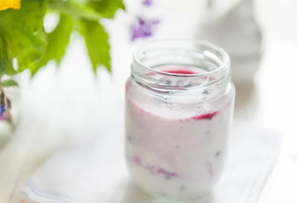 Yogurt dengan blueberry — Stok Foto