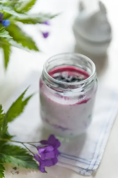 Yogur con arándanos — Foto de Stock