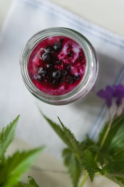 Yogurt with blueberries — Stock Photo, Image