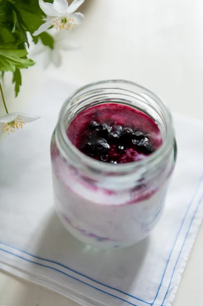 Yogurt with blueberries — Stock Photo, Image