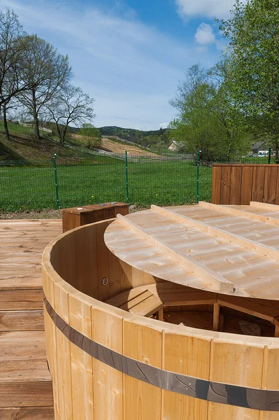 Wooden hot tub — Stock Photo, Image