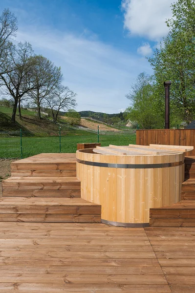 Wooden hot tub — Stock Photo, Image