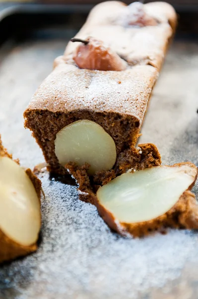 Kuchen mit Birnen und Zucker — Stockfoto