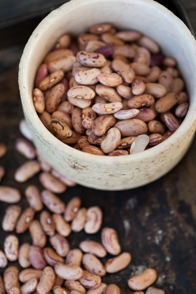 Brown beans on a black background — Stock Photo, Image